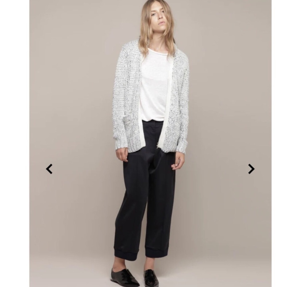 3.1 PHILLIP LIM Double Collar V-Neck Marled Yarn Wool Blend Cardigan chunky knit - Picture 15 of 16